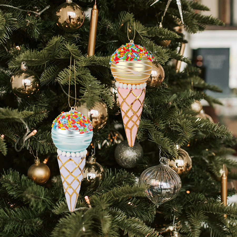 c0f0df26-2ded-472f-933e-b9a826f7f65d.jpg Simulation Ice Cream Christmas Tree Decorative Glass Pendant - Image 1